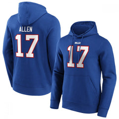 Men's Buffalo Bills #17 Josh Allen Blue Hoodie 