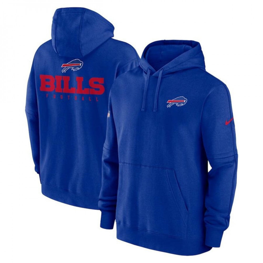 Men's Buffalo Bills Blue Sideline Club Fleece Pullover Hoodie 
