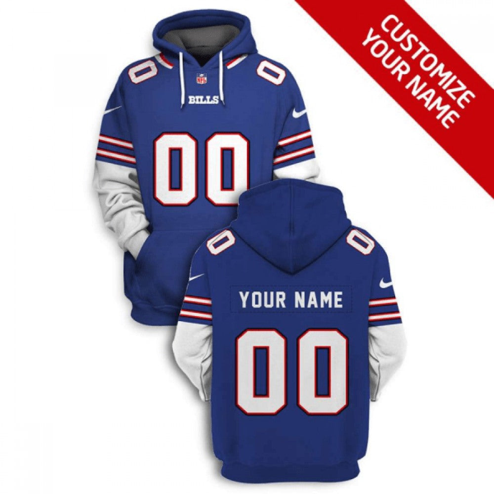 Men's Buffalo Bills Active Player Custom 2021 Blue Pullover Hoodie 