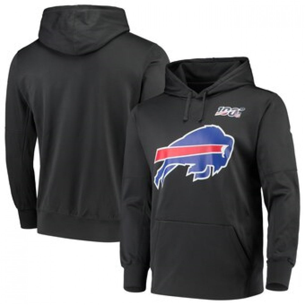 Men's Buffalo Bills Charcoal 100th Season Primary Logo Circuit Performance NFL Pullover Hoodie 