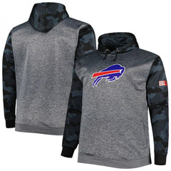 Men's Buffalo Bills Heather Charcoal Big & Tall Camo Pullover Hoodie 