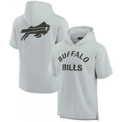 Men's Buffalo Bills Gray Super Soft Fleece Short Sleeve Hoodie 