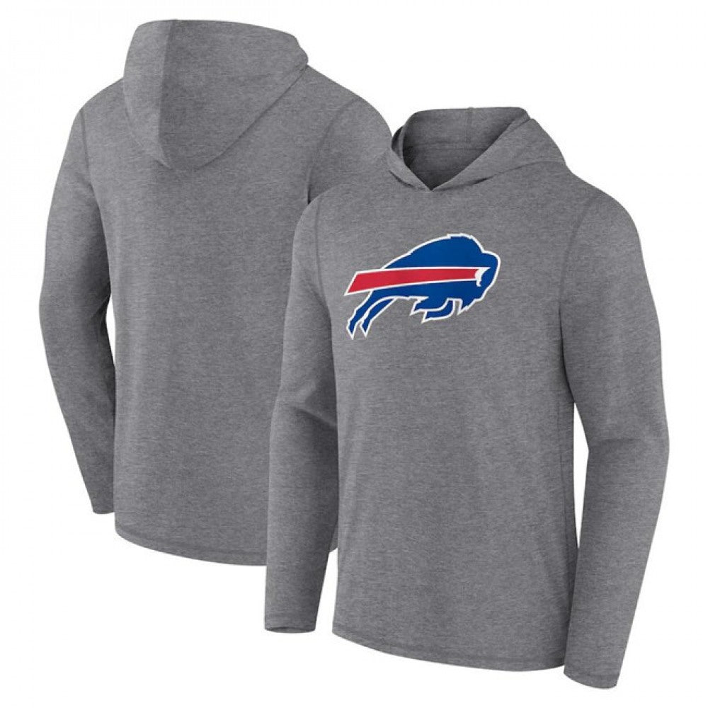 Men's Buffalo Bills Heather Gray Primary Logo Long Sleeve Hoodie T-Shirt 