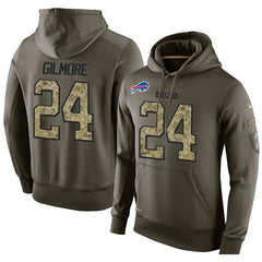 NFL Men's Buffalo Bills #24 Stephon Gilmore Stitched Green Olive Salute To Service KO Performance Hoodie 