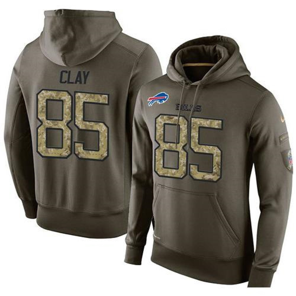 NFL Men's Buffalo Bills #85 Charles Clay Stitched Green Olive Salute To Service KO Performance Hoodie 