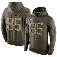 NFL Men's Buffalo Bills #85 Charles Clay Stitched Green Olive Salute To Service KO Performance Hoodie 