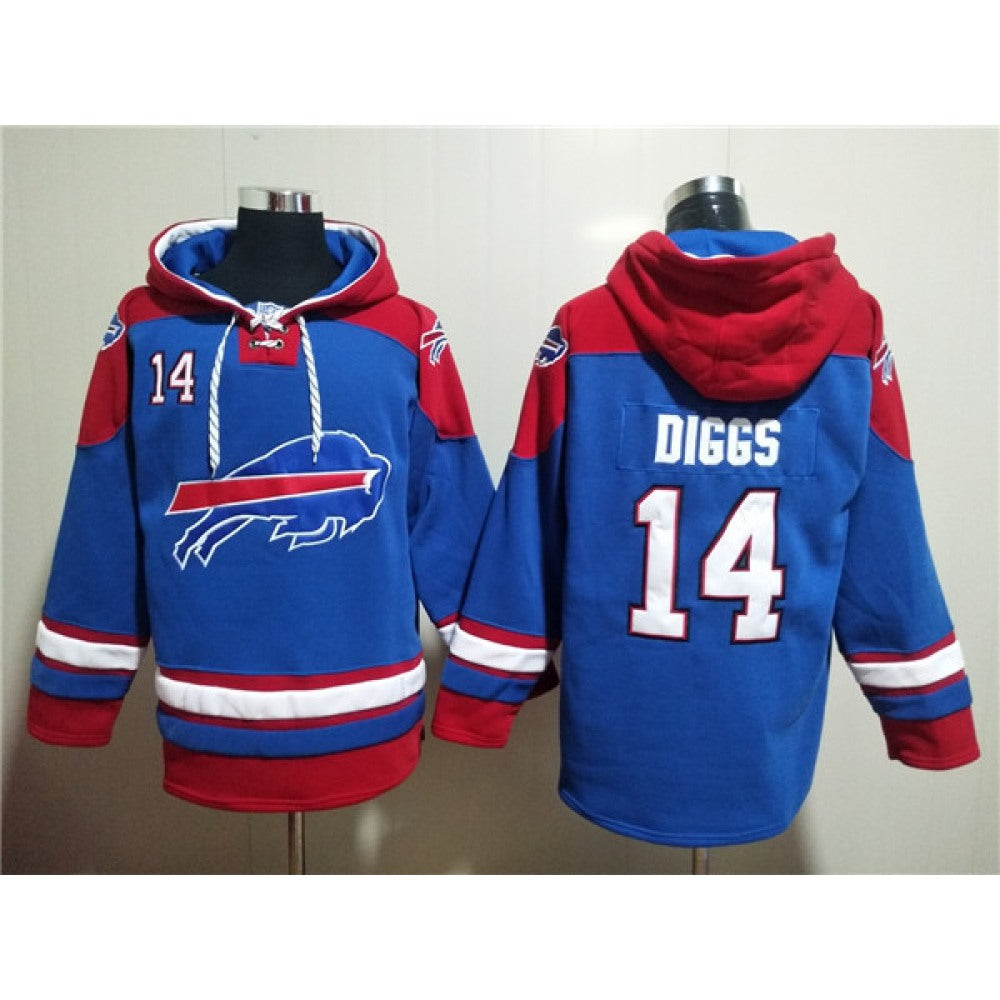 Men's Buffalo Bills #14 Stefon Diggs Red/Blue Ageless Must-Have Lace-Up Pullover Hoodie 