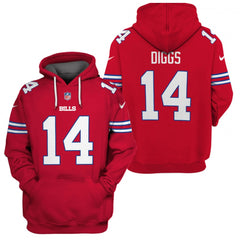 Men's Buffalo Bills #14 Stefon Diggs 2021 Red Pullover Hoodie 