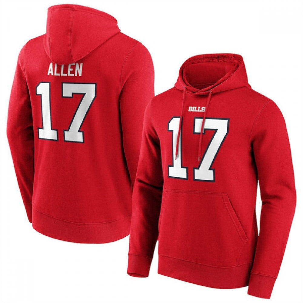 Men's Buffalo Bills #17 Josh Allen Red Hoodie 