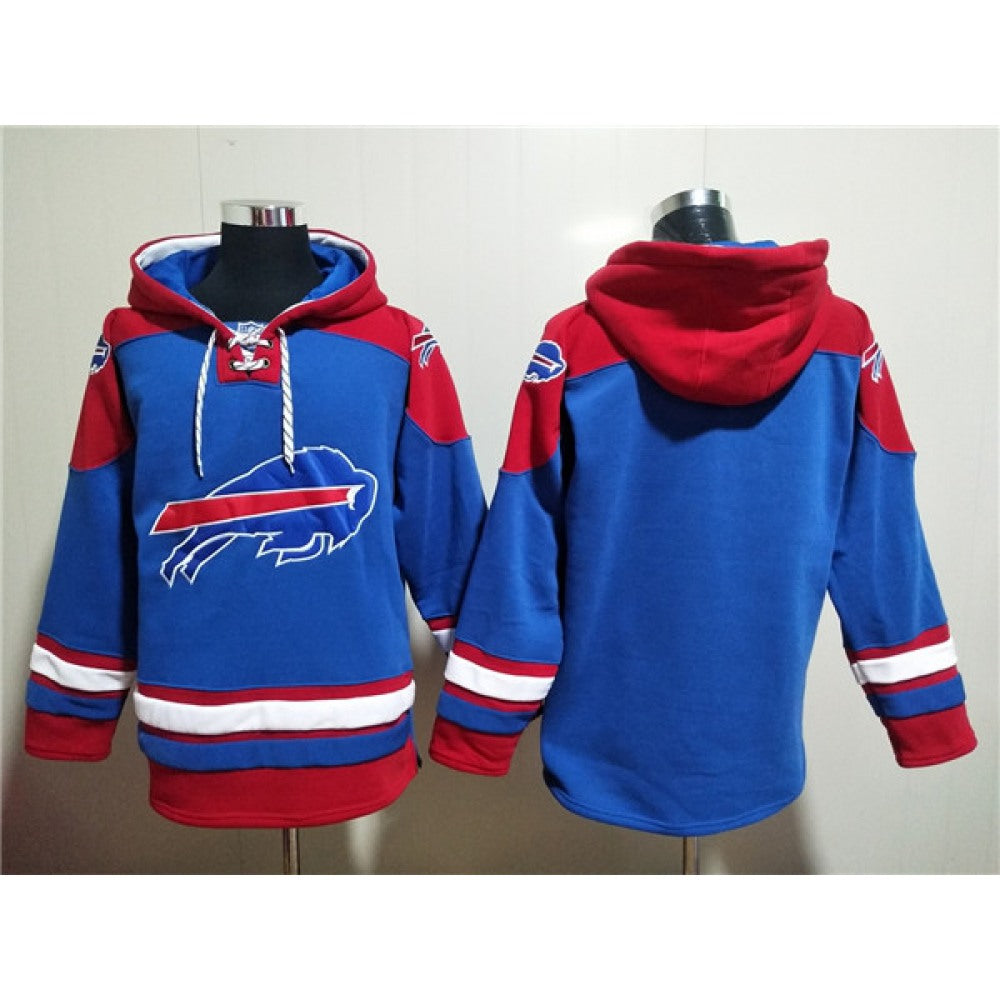 Men's Buffalo Bills Blank Red/Blue Ageless Must-Have Lace-Up Pullover Hoodie 