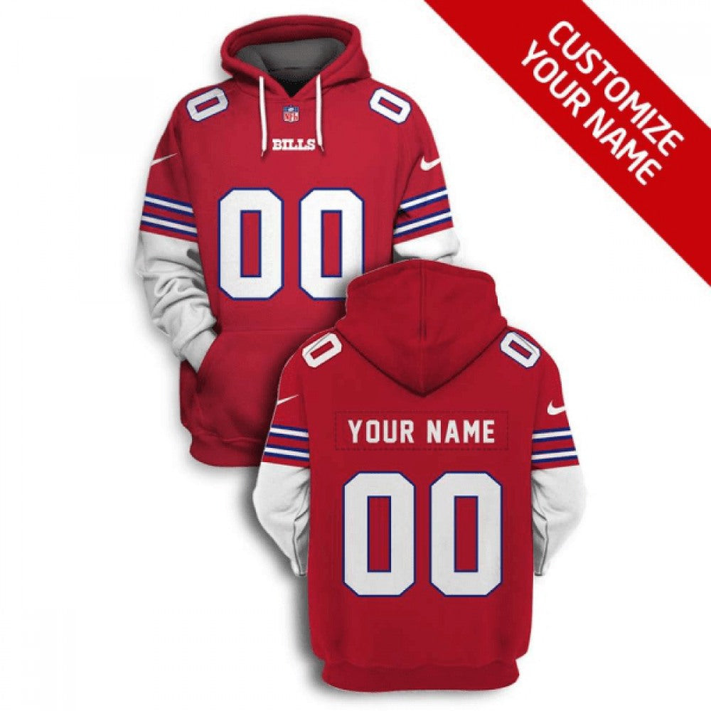 Men's Buffalo Bills Active Player Custom 2021 Red Pullover Hoodie 