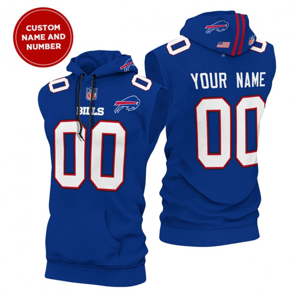 Men's Buffalo Bills Customized Royal Limited Edition Sleeveless Hoodie 