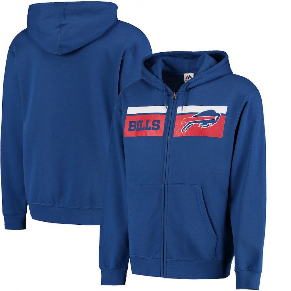 Men's Buffalo Bills Royal Majestic Touchback Full-Zip NFL Hoodie 