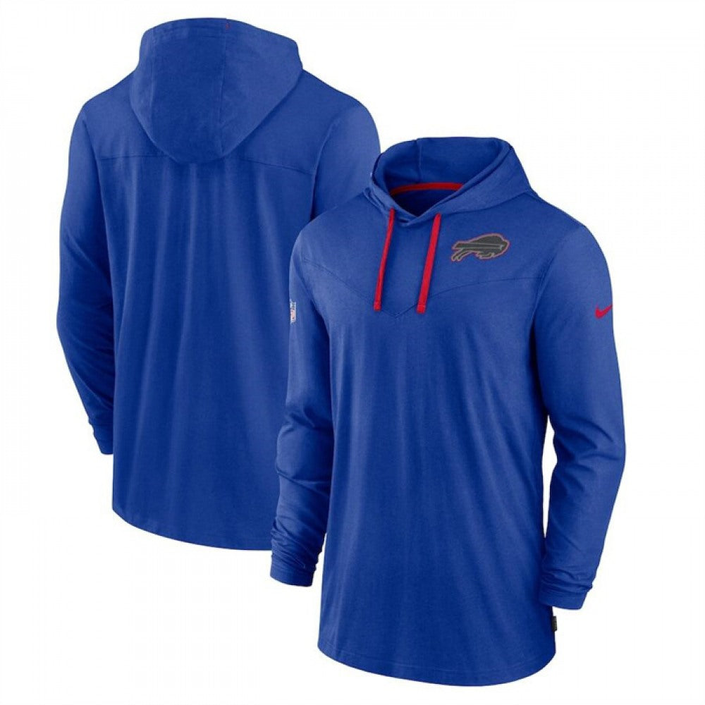 Men's Buffalo Bills Royal Sideline Pop Performance Pullover Long Sleeve Hoodie T-Shirt 