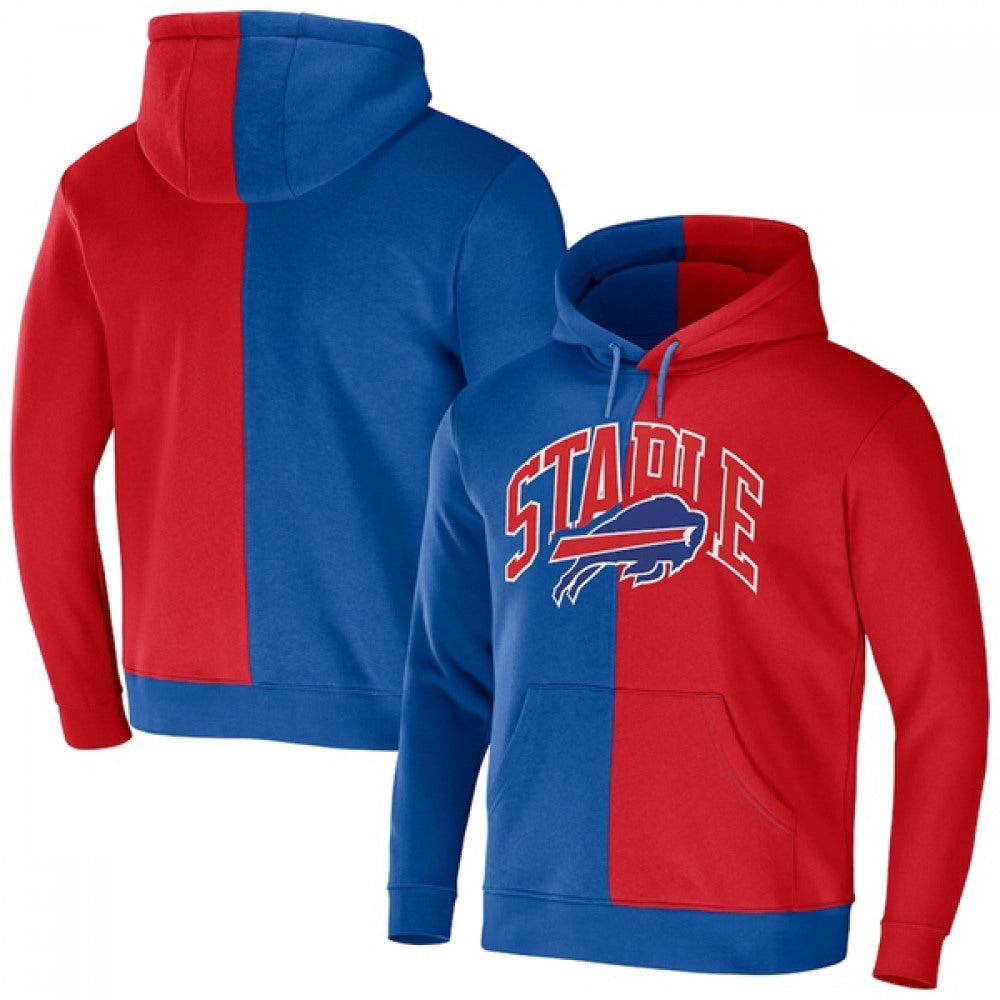 Men's Buffalo Bills Royal/Red Split Logo Pullover Hoodie 