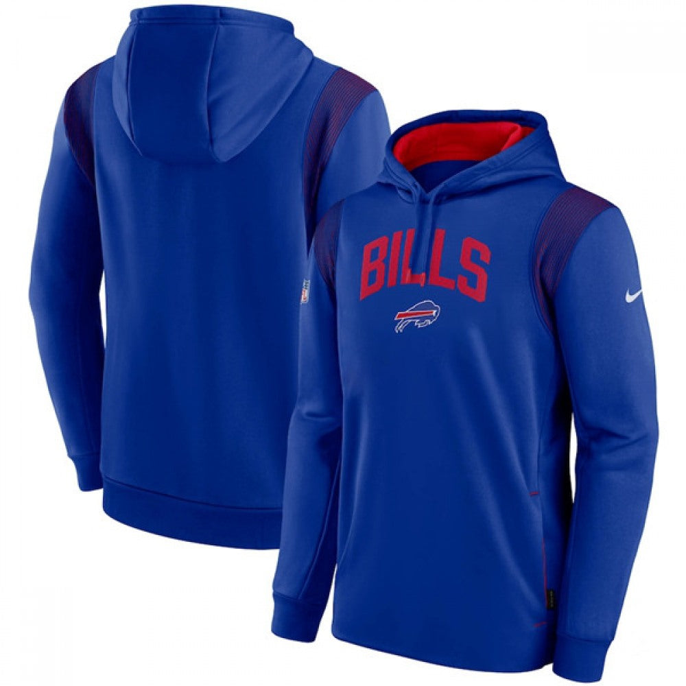 Men's Buffalo Bills Royal Sideline Stack Performance Pullover Hoodie 001 
