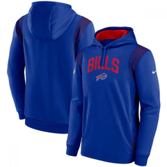 Men's Buffalo Bills Royal Sideline Stack Performance Pullover Hoodie 001 