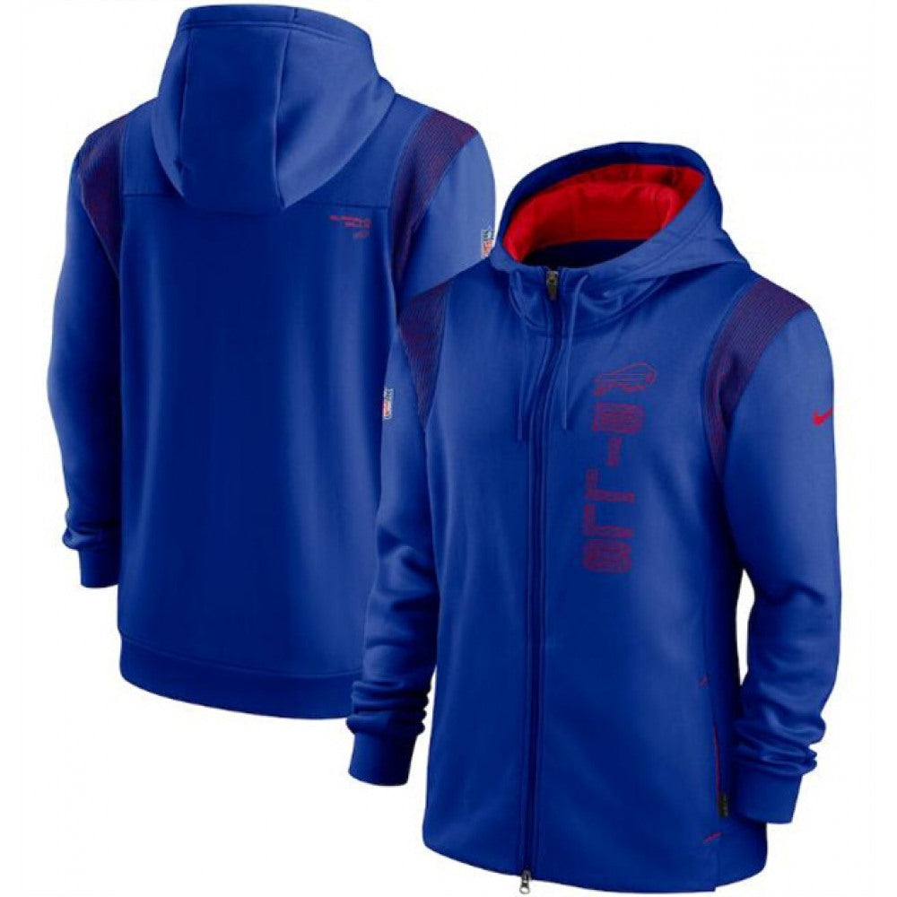 Men's Buffalo Bills 2021 Royal Sideline Team Performance Full-Zip Hoodie 