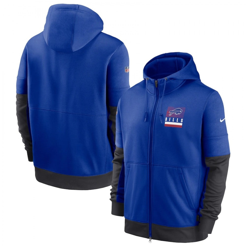 Men's Buffalo Bills Royal Sideline Impact Lockup Performance Full-Zip Hoodie 