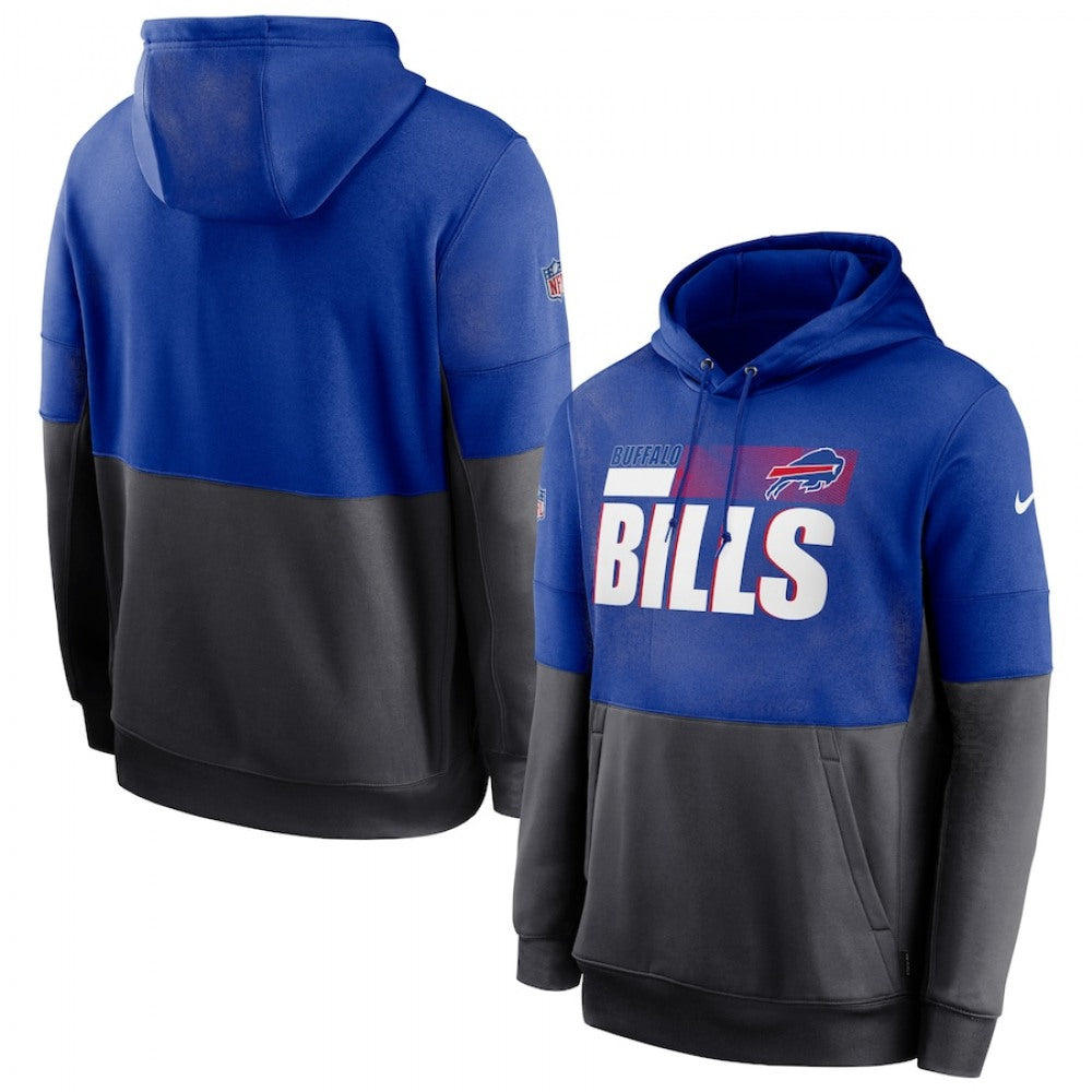 Men's Buffalo Bills Royal/Charcoal Sideline Impact Lockup Performance Pullover Hoodie 