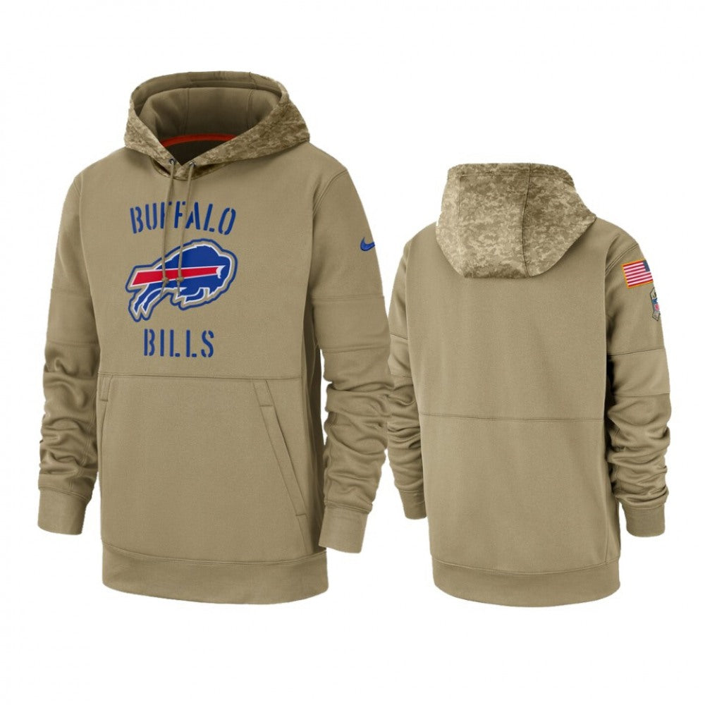 Men's Buffalo Bills Tan 2019 Salute to Service Sideline Therma Pullover Hoodie 