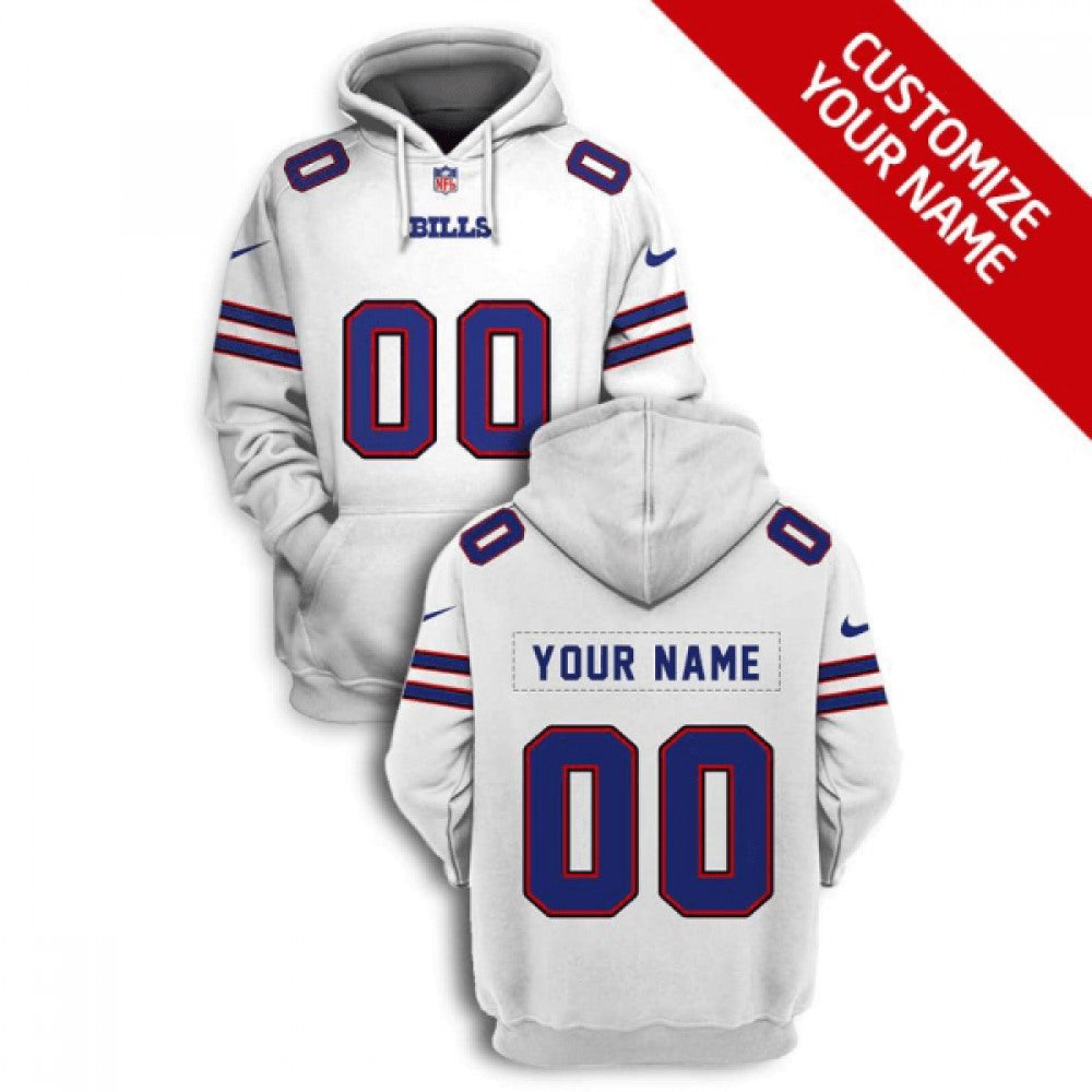 Men's Buffalo Bills Active Player Custom 2021 White Pullover Hoodie 