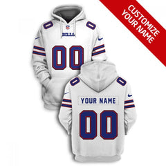 Men's Buffalo Bills Active Player Custom 2021 White Pullover Hoodie 