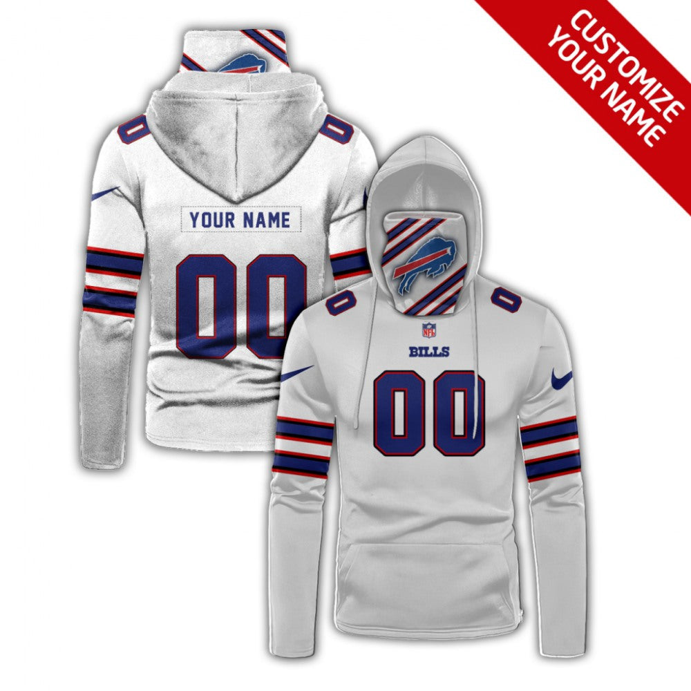 Men's Buffalo Bills 2020 White Customize Hoodie Mask 