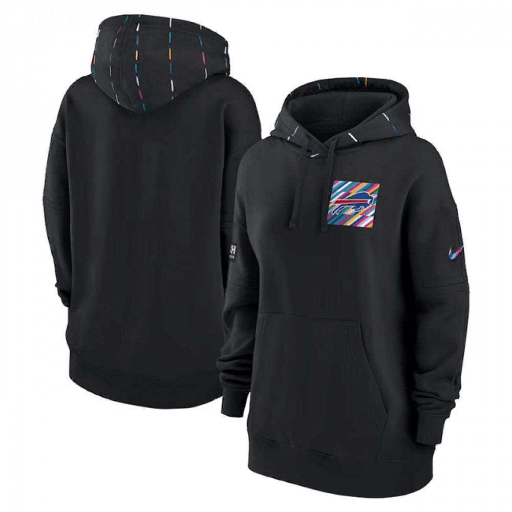 Women's Buffalo Bills Black 2023 Crucial Catch Club Pullover Hoodie(Run Small) 