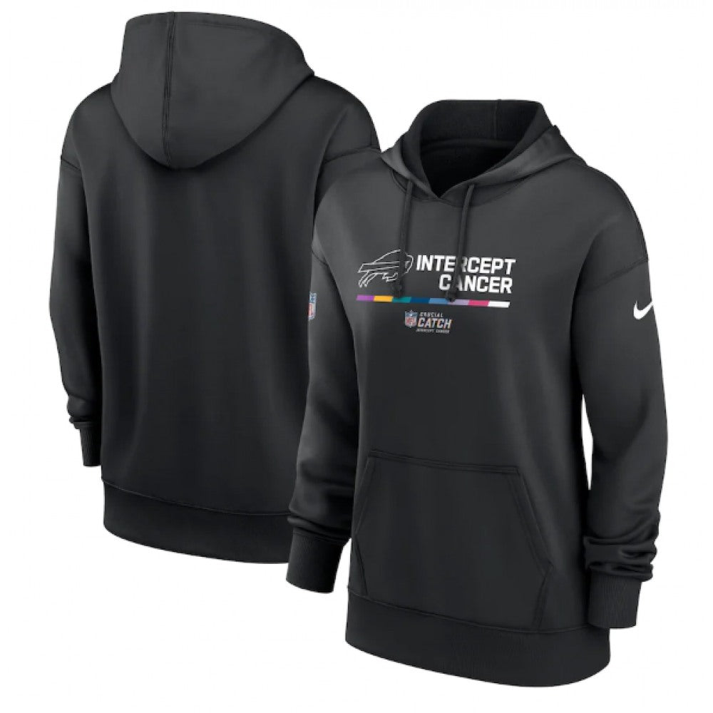 Women's Buffalo Bills 2022 Black NFL Crucial Catch Therma Performance Pullover Hoodie(Run Small) 
