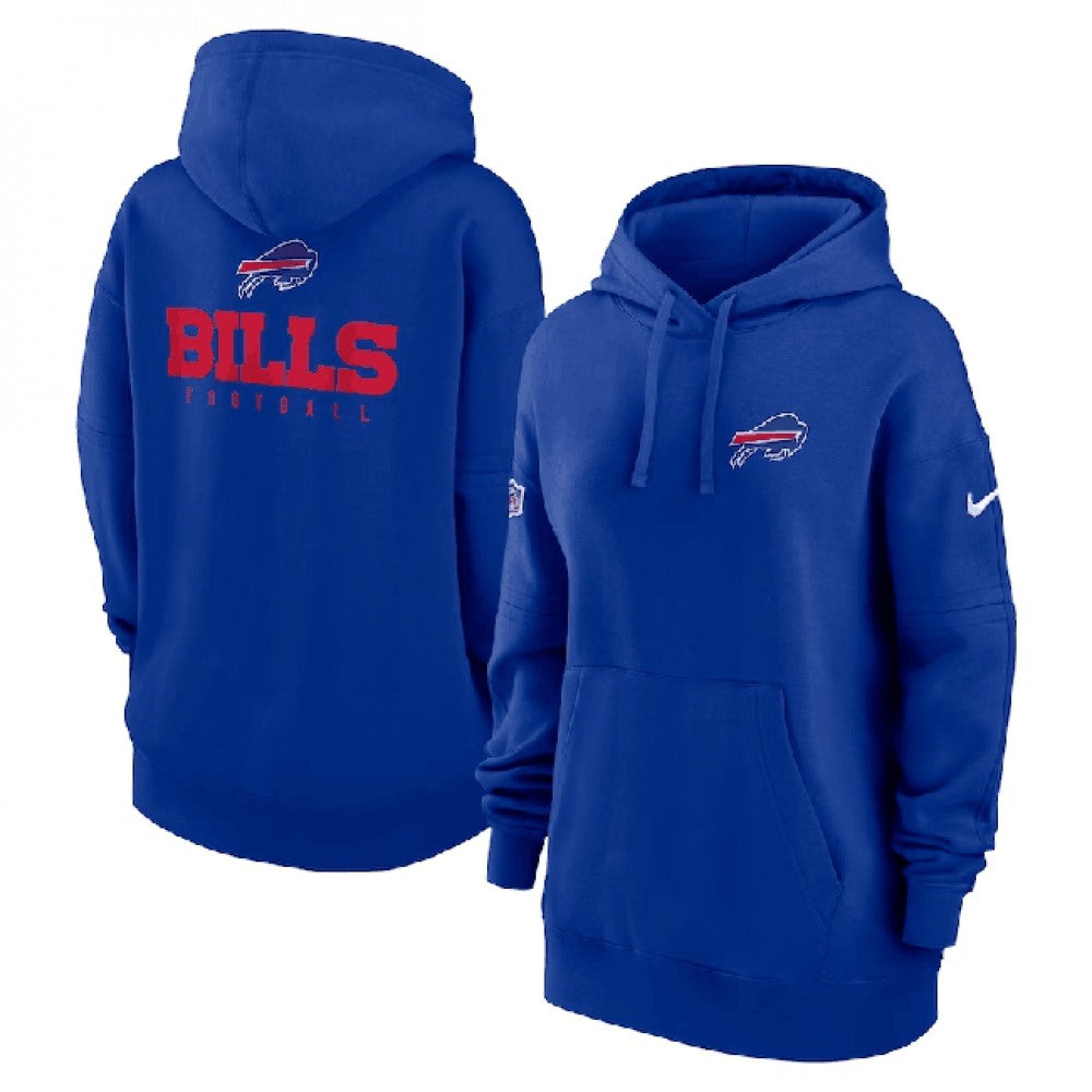 Women's Buffalo Bills Blue Sideline Club Fleece Pullover Hoodie(Run Small) 