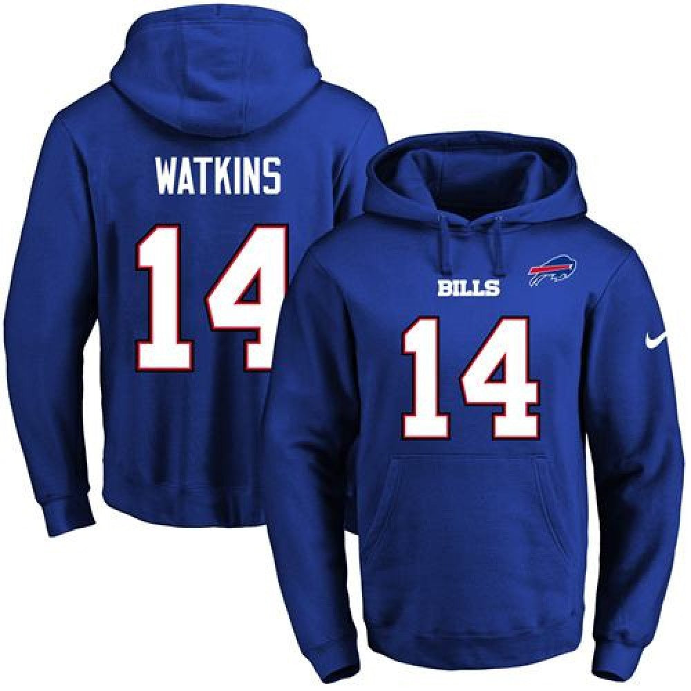 Bills #14 Sammy Watkins Royal Blue Name & Number Pullover NFL Hoodie 