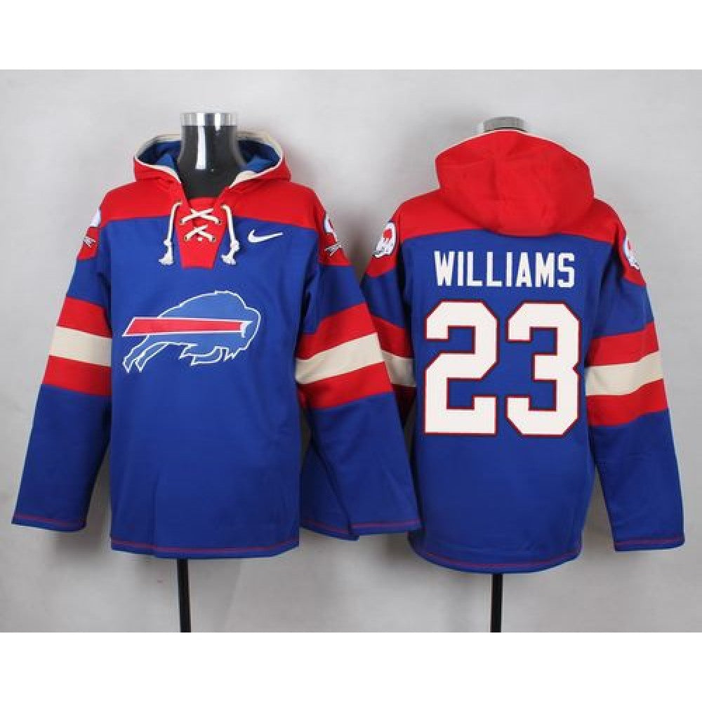 Bills #23 Aaron Williams Royal Blue Player Pullover NFL Hoodie 