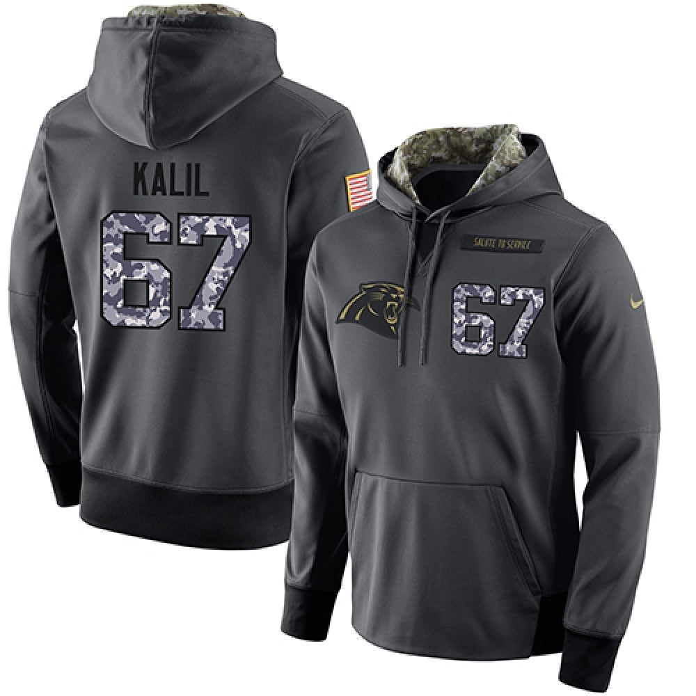 NFL Men's Carolina Panthers #67 Ryan Kalil Stitched Black Anthracite Salute to Service Player Performance Hoodie 