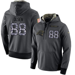 NFL Men's Carolina Panthers #88 Greg Olsen Stitched Black Anthracite Salute to Service Player Performance Hoodie 