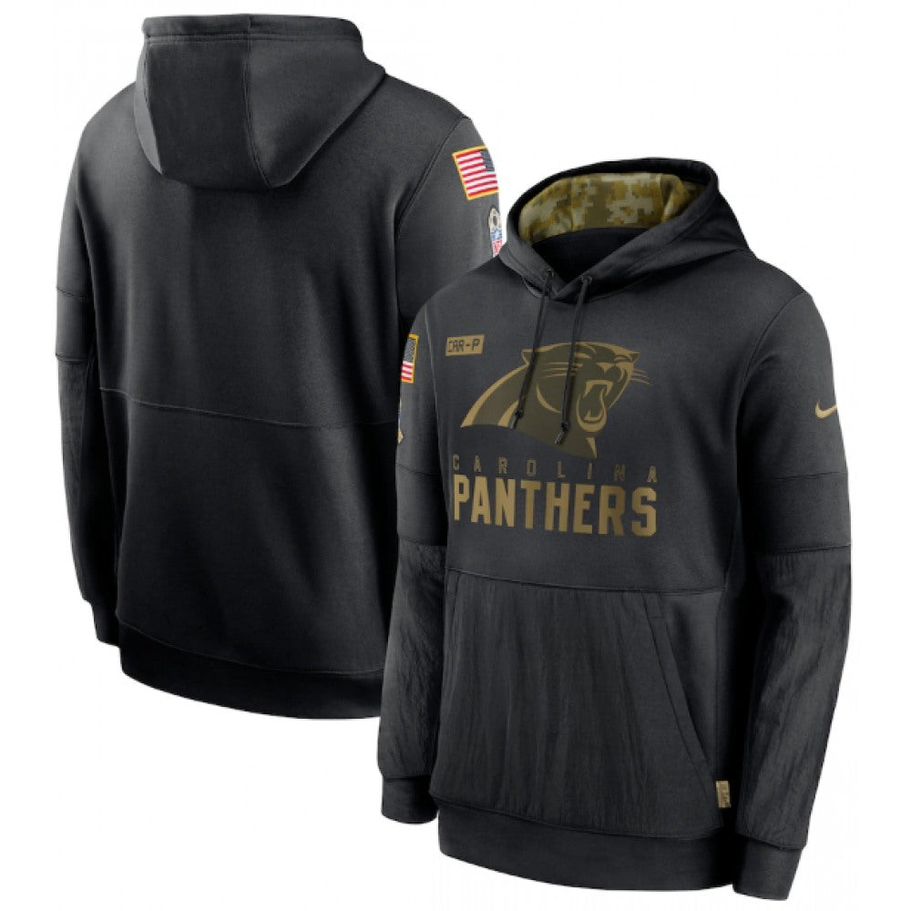 Men's Carolina Panthers 2020 Black Salute to Service Sideline Performance Pullover Hoodie 