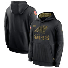 Men's Carolina Panthers 2020 Black Salute to Service Sideline Performance Pullover Hoodie 