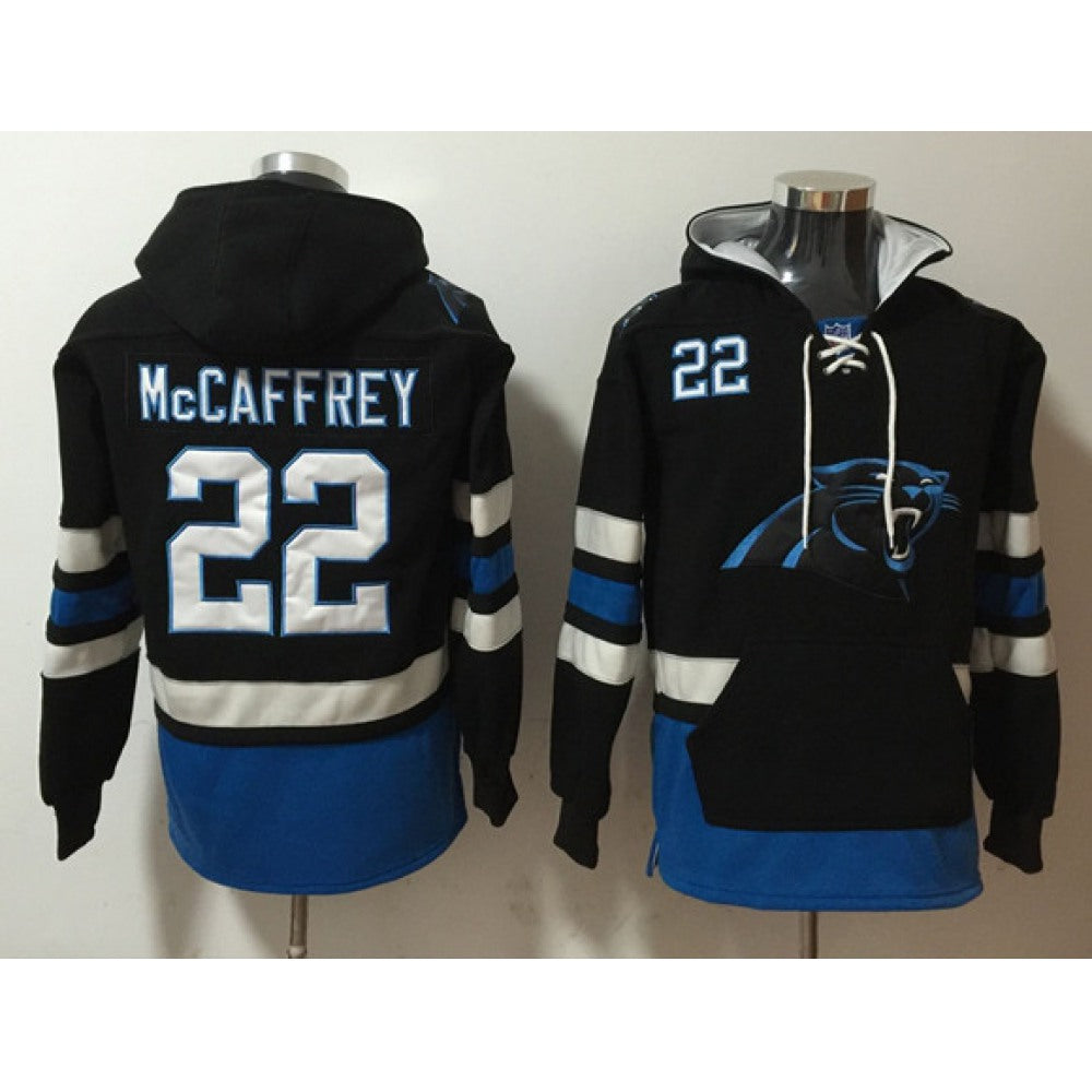 Men's Carolina Panthers #22 Christian McCaffrey Black Ageless Must-Have Lace-Up Pullover Hoodie 