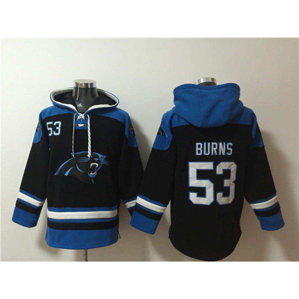 Men's Carolina Panthers #53 Brian Burns Black Ageless Must-Have Lace-Up Pullover Hoodie 