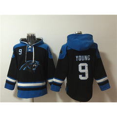 Men's Carolina Panthers #9 Bryce Young Black Ageless Must-Have Lace-Up Pullover Hoodie 
