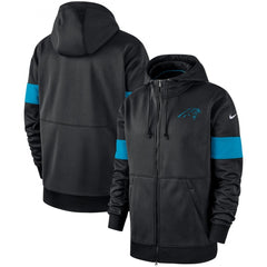 Men's Carolina Panthers Black Sideline Performance Full-Zip Hoodie 