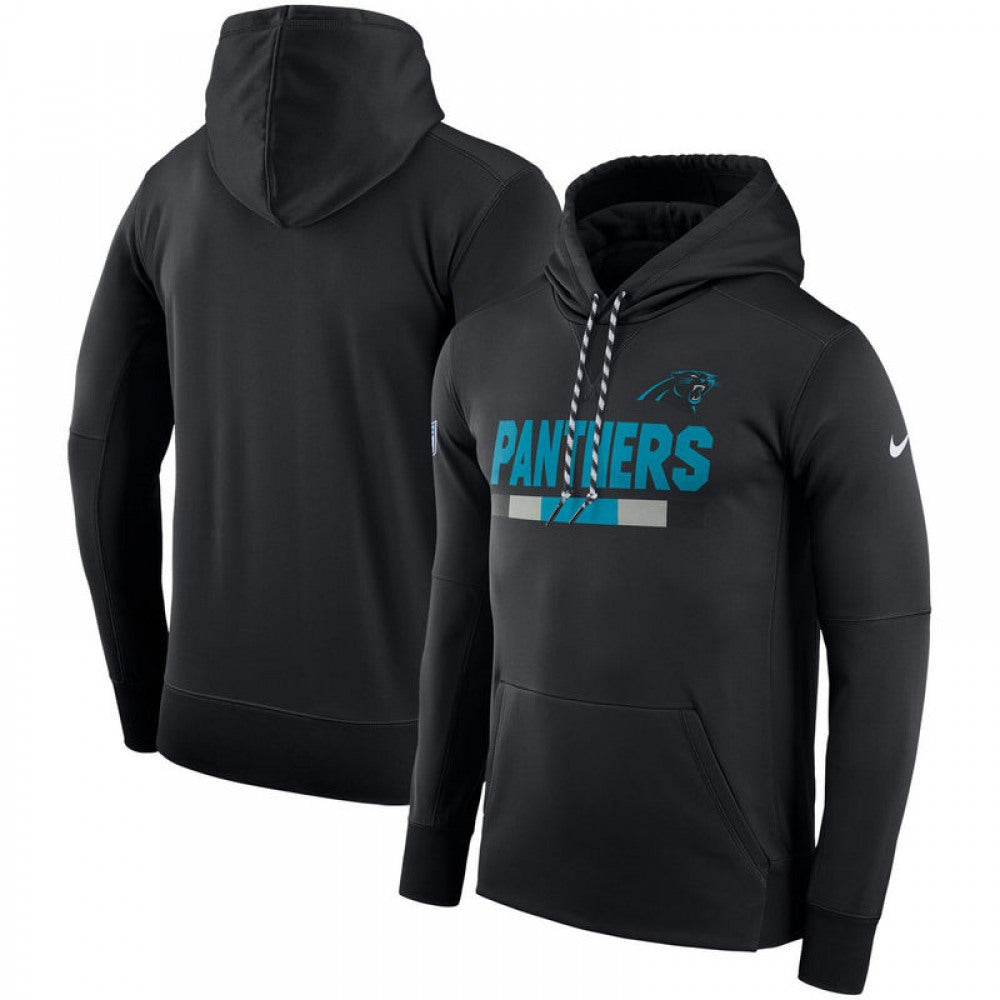 Men's Carolina Panthers Black Sideline Team Name Performance Pullover Hoodie 