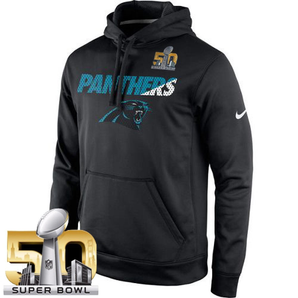 Men's Carolina Panthers Black Super Bowl 50 Kick Off Staff Performance Pullover Hoodie 