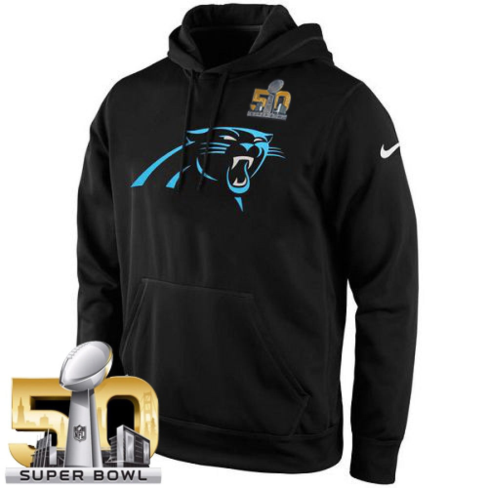 Men's Carolina Panthers Black Super Bowl 50 KO Logo Essential Hoodie 