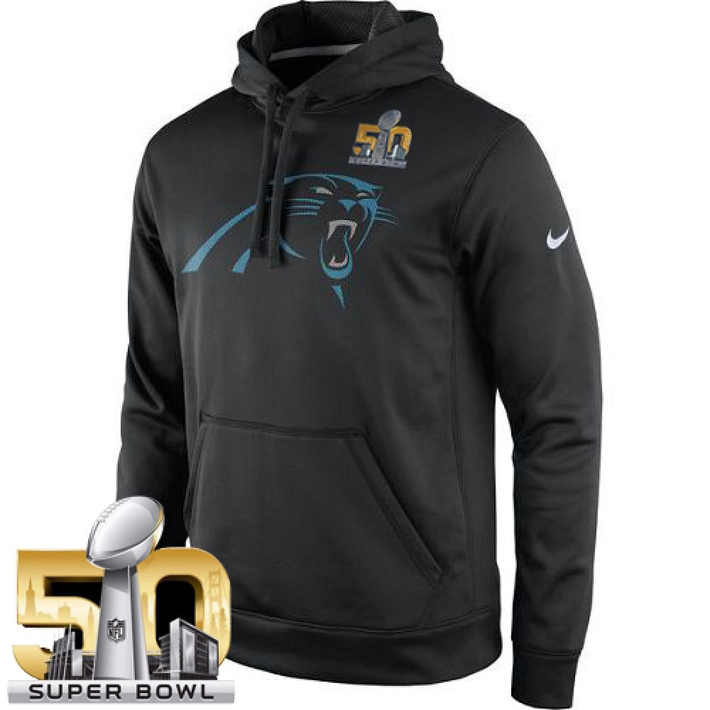 Men's Carolina Panthers Black Super Bowl 50 Practice Performance Pullover Hoodie 