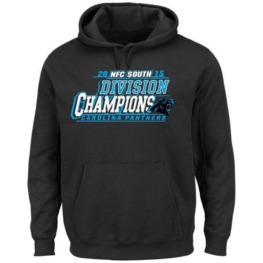 Men's Carolina Panthers Majestic Black 2015 NFC South Division Champions Pullover Hoodie 