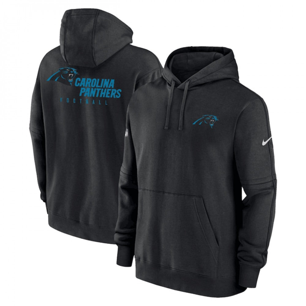 Men's Carolina Panthers Black Sideline Club Fleece Pullover Hoodie 