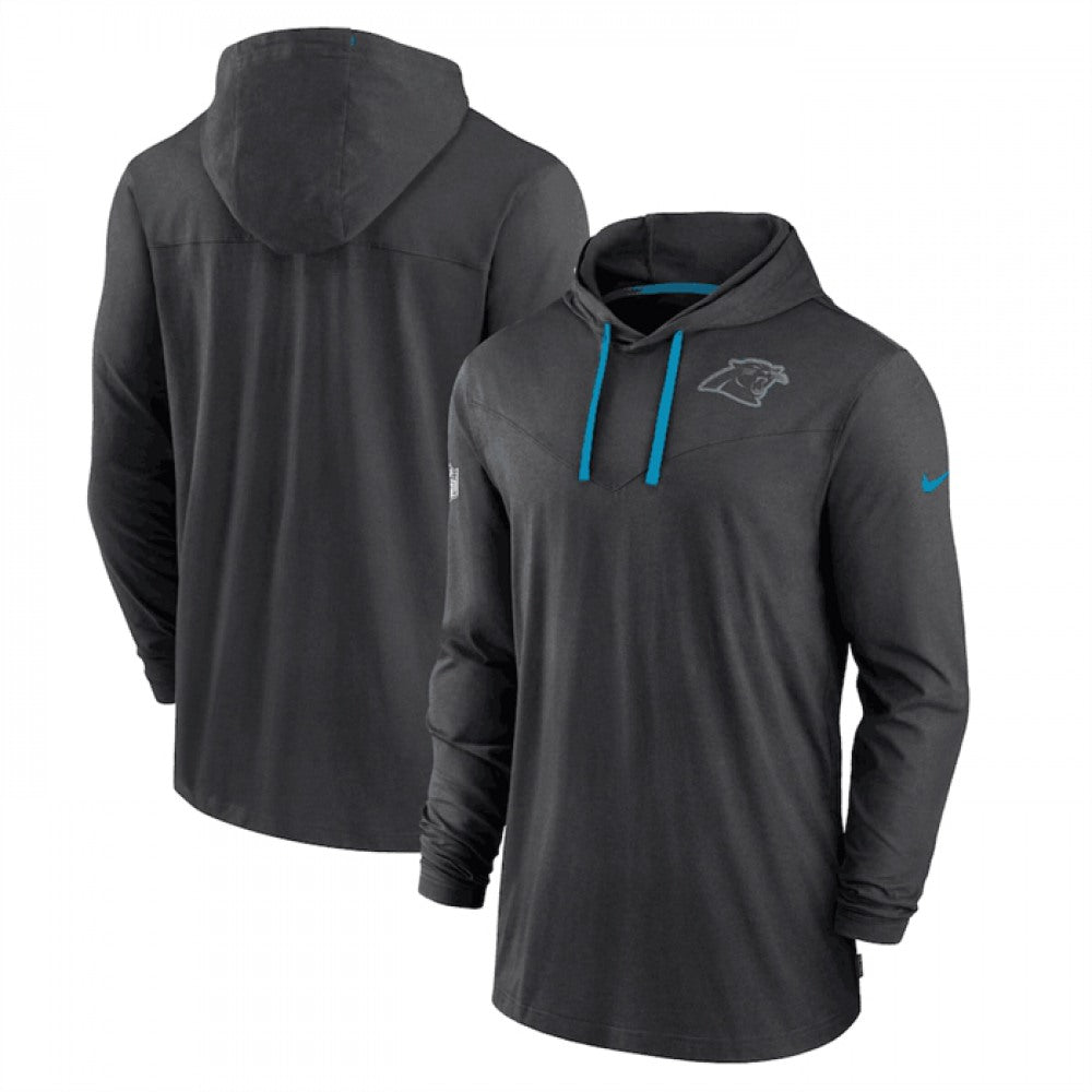 Men's Carolina Panthers Black Sideline Pop Performance Pullover Long Sleeve Hoodie T-Shirt 