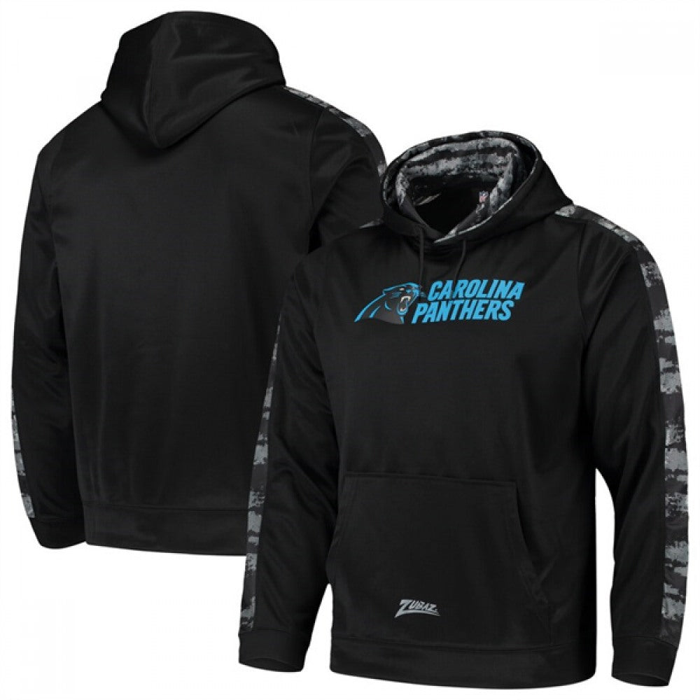 Men's Carolina Panthers Zubaz Black Tonal Oxide Pullover Hoodie 