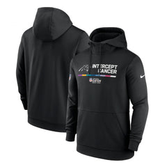 Men's Carolina Panthers 2022 Black Crucial Catch Therma Performance Pullover Hoodie 